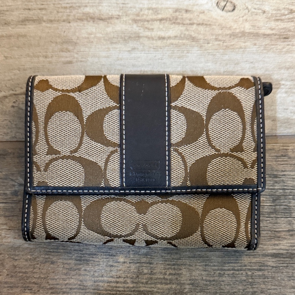 Coach Signature Brown and Tan Wallet